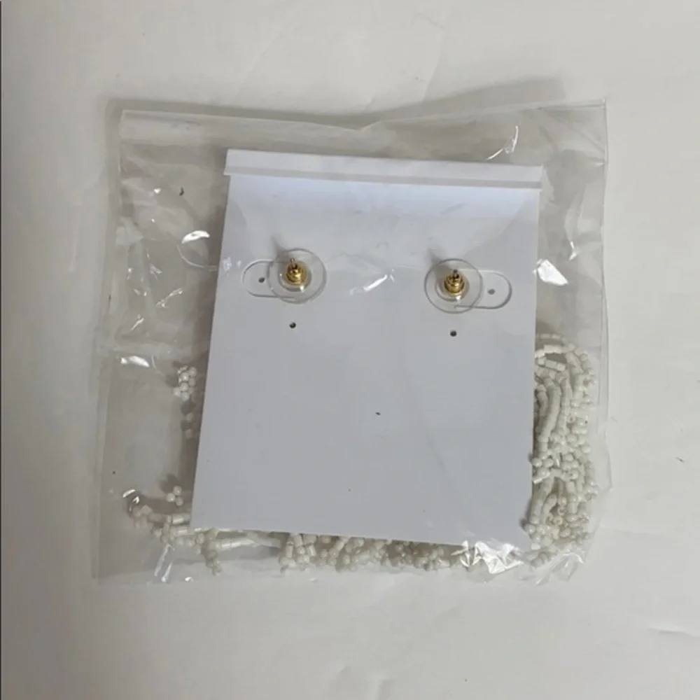 Panacea White Beaded Tassel Earrings. NWT - Picture 4 of 4